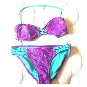 Purple and turquoise Lace Bikini 👙